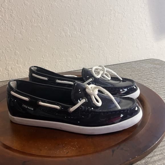 Cole Haan Shoes - Cole Haan Boat Shoes Women Nantucket Camp Moc 7B Coastal Patent Leather Loafers